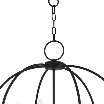 Black Six Light Metal Dimmable Chandelier With Shades