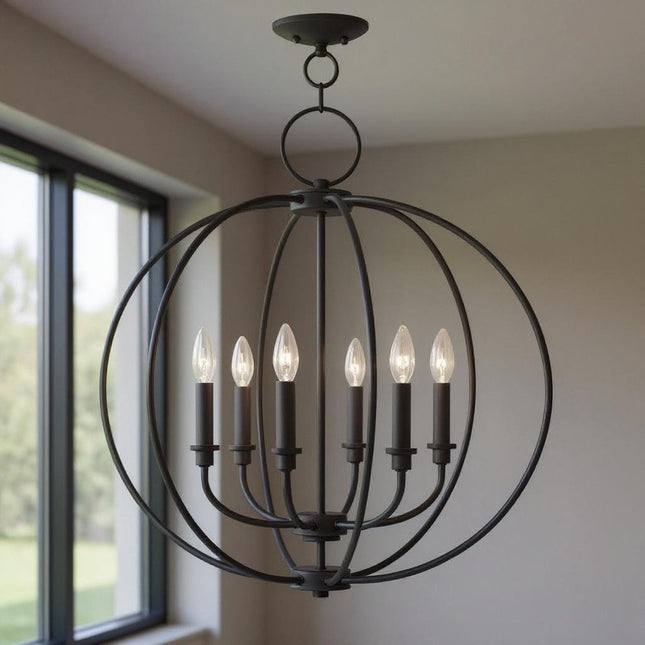 Bronze Six Light Dimmable Chandelier With Shades HomeRoots