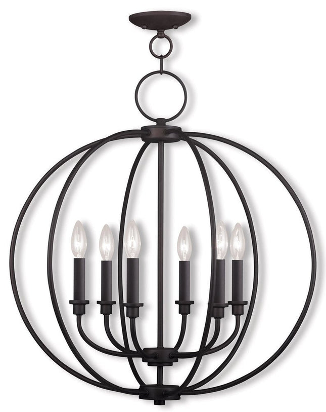 Bronze Six Light Metal Dimmable Chandelier With Shades HomeRoots