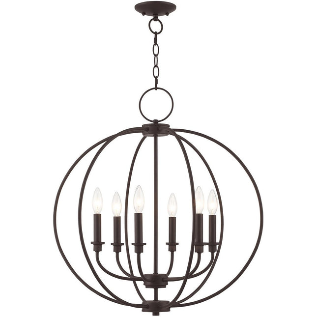 Bronze Six Light Metal Dimmable Chandelier With Shades HomeRoots