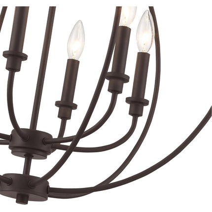 Bronze Six Light Metal Dimmable Chandelier With Shades