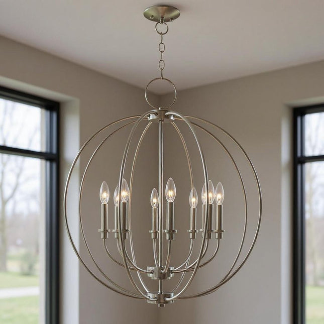 Eight Light Dimmable Chandelier With Shades HomeRoots
