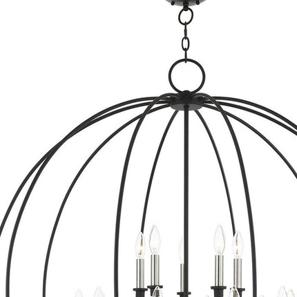 Black Multi Light Metal Dimmable Chandelier With Shades
