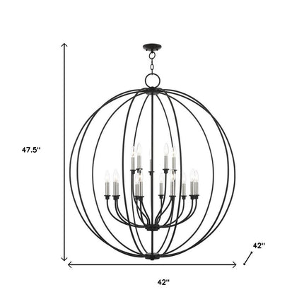 Black Multi Light Metal Dimmable Chandelier With Shades