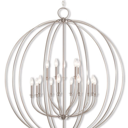 Nickel Multi Light Metal Dimmable Chandelier With Shades