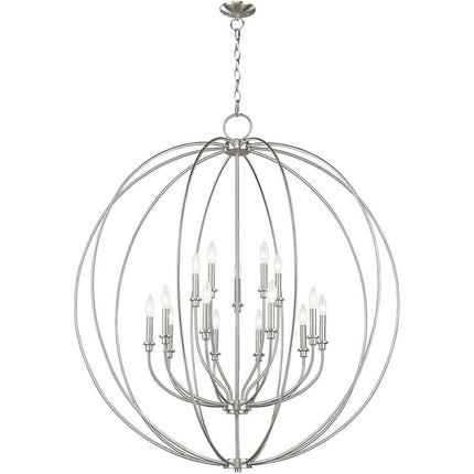 Nickel Multi Light Metal Dimmable Chandelier With Shades