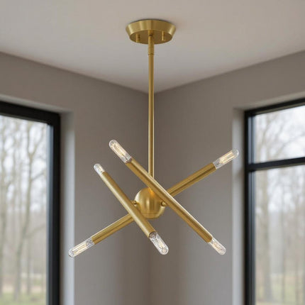 Six Light Dimmable Chandelier With Shades HomeRoots