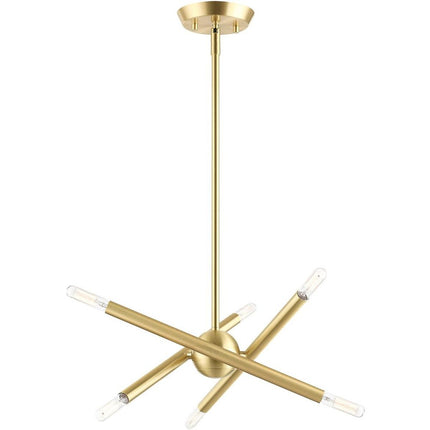 Six Light Dimmable Chandelier With Shades HomeRoots