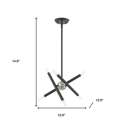 Gray Six Light Metal Dimmable Chandelier With Shades
