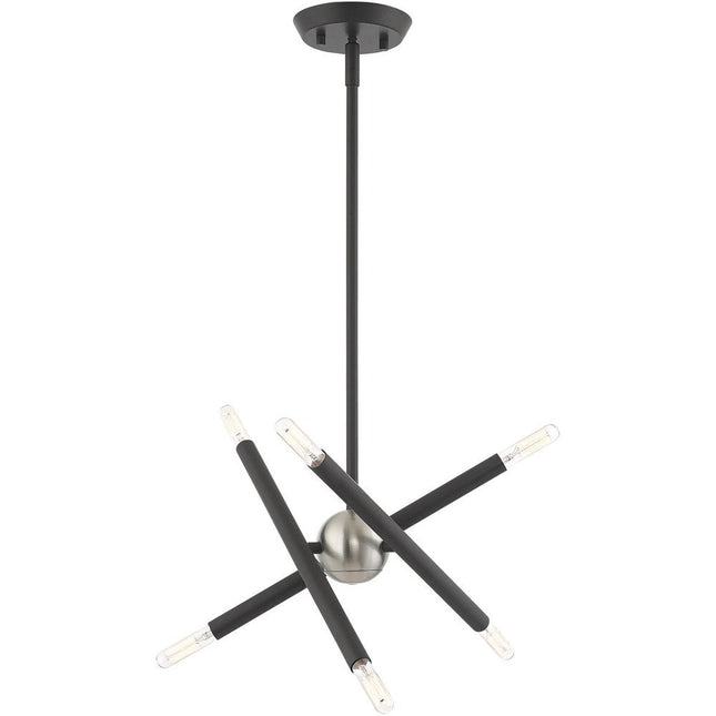 Gray Six Light Metal Dimmable Chandelier With Shades HomeRoots
