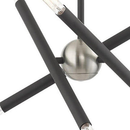 Gray Six Light Metal Dimmable Chandelier With Shades