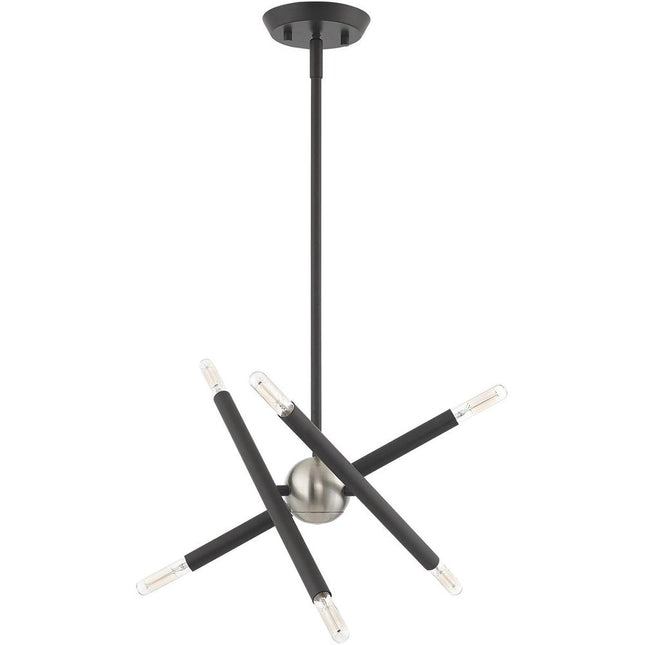 Gray Six Light Metal Dimmable Chandelier With Shades HomeRoots