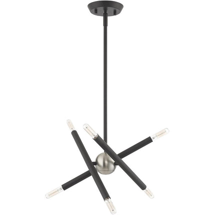 Gray Six Light Metal Dimmable Chandelier With Shades