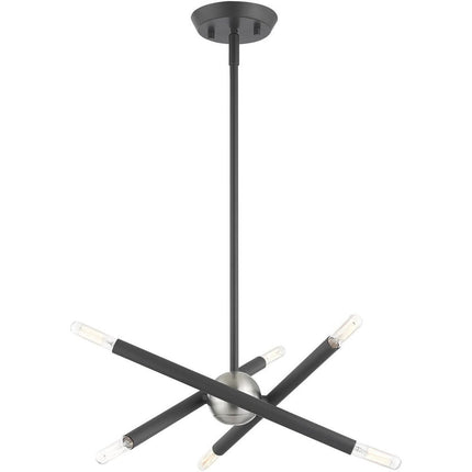 Gray Six Light Metal Dimmable Chandelier With Shades