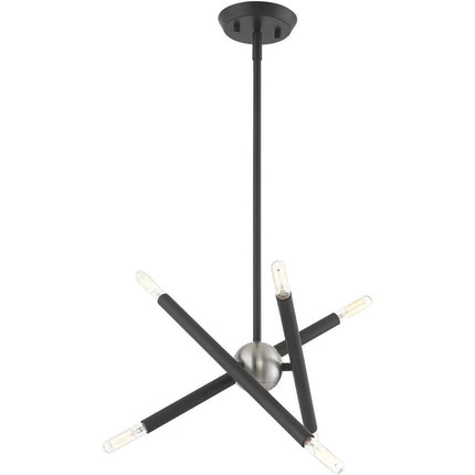Gray Six Light Metal Dimmable Chandelier With Shades