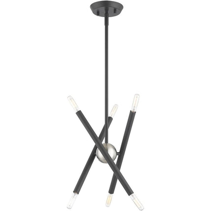 Gray Six Light Metal Dimmable Chandelier With Shades
