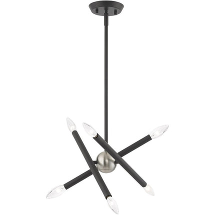 Gray Six Light Metal Dimmable Chandelier With Shades