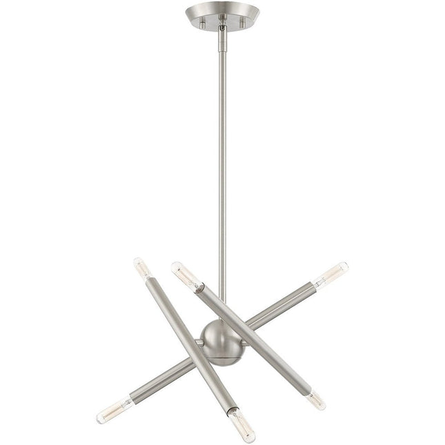 Nickel Six Light Metal Dimmable Chandelier With Shades HomeRoots