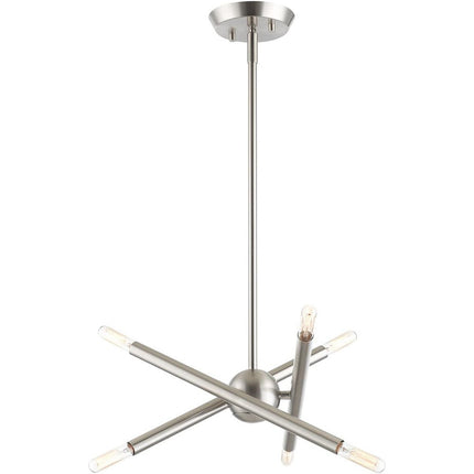 Nickel Six Light Metal Dimmable Chandelier With Shades