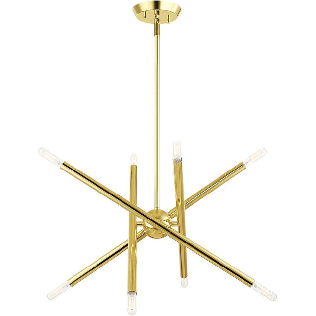 Brass Eight Light Metal Dimmable Chandelier With Shades HomeRoots