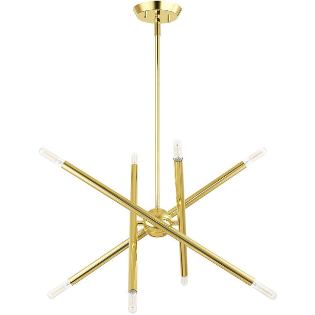 Brass Eight Light Metal Dimmable Chandelier With Shades HomeRoots