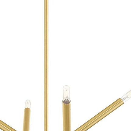 Brass Eight Light Metal Dimmable Chandelier With Shades