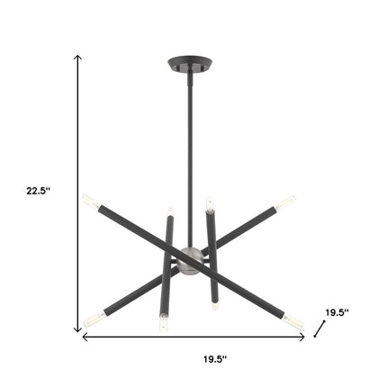 Gray Eight Light Metal Dimmable Chandelier With Shades