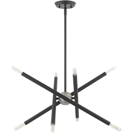 Gray Eight Light Metal Dimmable Chandelier With Shades