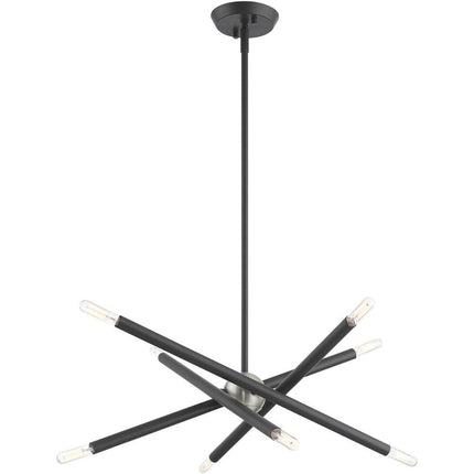 Gray Eight Light Metal Dimmable Chandelier With Shades