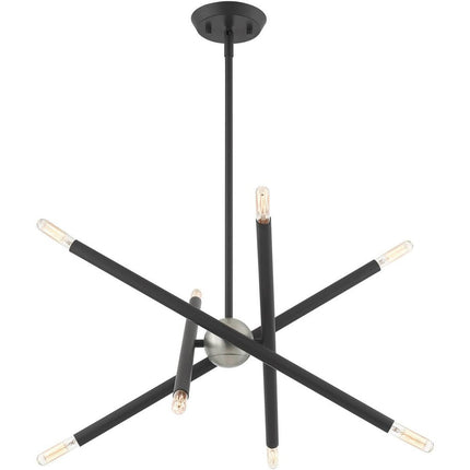 Gray Eight Light Metal Dimmable Chandelier With Shades