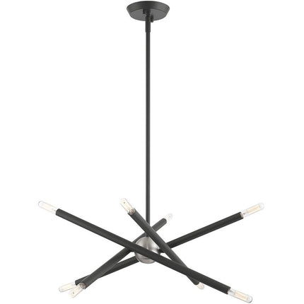 Gray Eight Light Metal Dimmable Chandelier With Shades