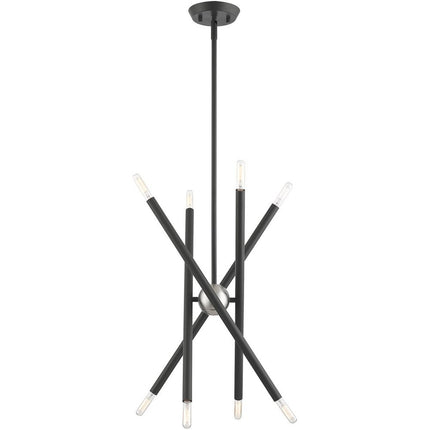 Gray Eight Light Metal Dimmable Chandelier With Shades
