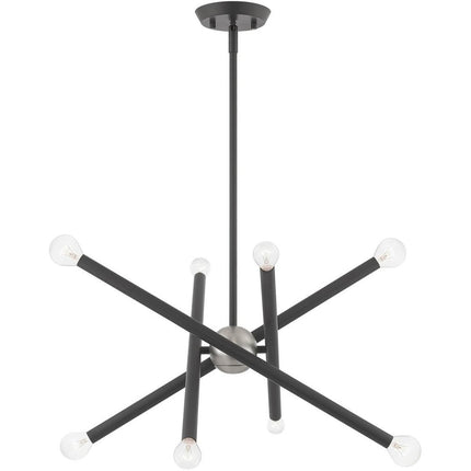 Gray Eight Light Metal Dimmable Chandelier With Shades