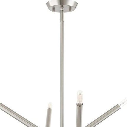 Nickel Eight Light Metal Dimmable Chandelier With Shades