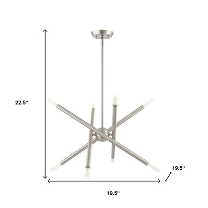 Nickel Eight Light Metal Dimmable Chandelier With Shades