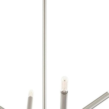 Nickel Eight Light Metal Dimmable Chandelier With Shades