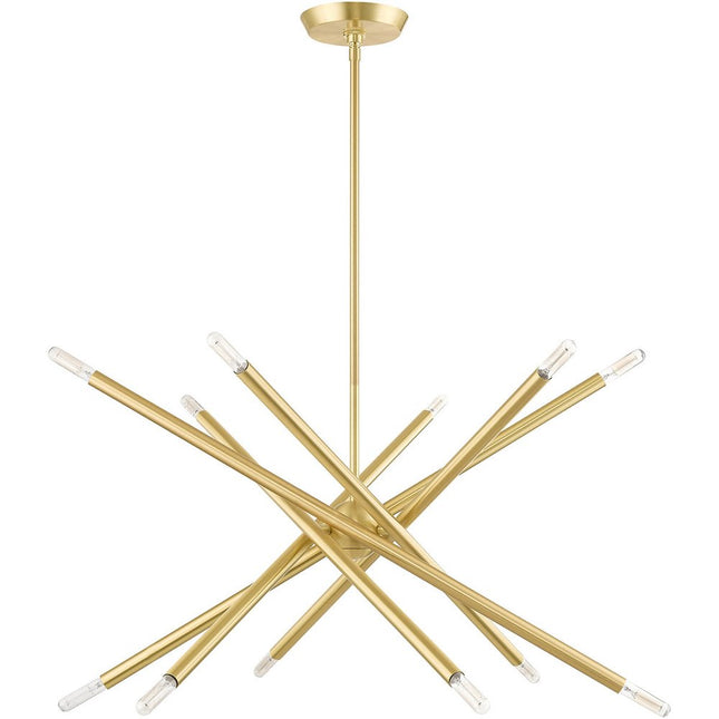 Brass Six Light Metal Dimmable Chandelier With Shades HomeRoots