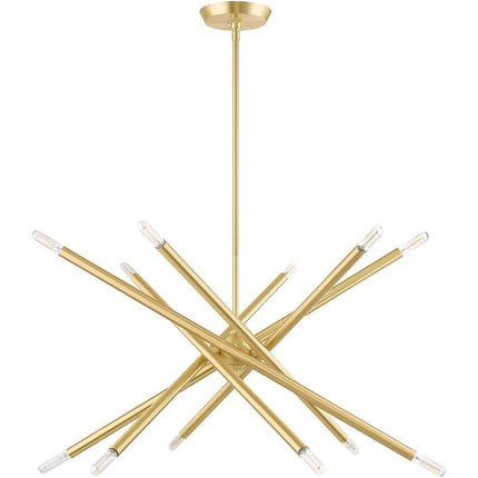 Brass Six Light Metal Dimmable Chandelier With Shades