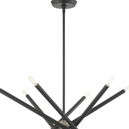 Gray Six Light Metal Dimmable Chandelier With Shades