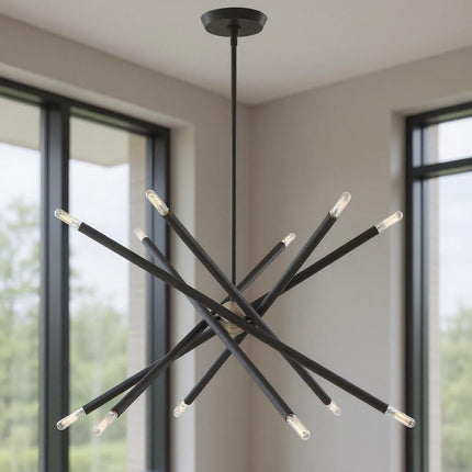 Gray Six Light Metal Dimmable Chandelier With Shades