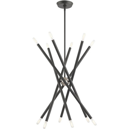 Gray Six Light Metal Dimmable Chandelier With Shades