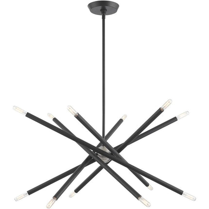 Gray Six Light Metal Dimmable Chandelier With Shades