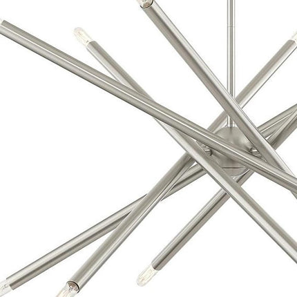 Nickel Six Light Metal Dimmable Chandelier With Shades