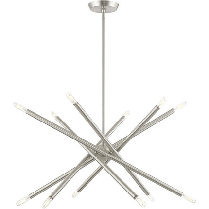 Nickel Six Light Metal Dimmable Chandelier With Shades