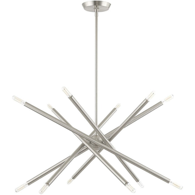 Nickel Six Light Metal Dimmable Chandelier With Shades HomeRoots