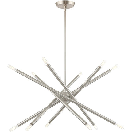 Nickel Six Light Metal Dimmable Chandelier With Shades