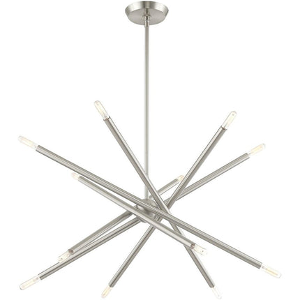 Nickel Six Light Metal Dimmable Chandelier With Shades