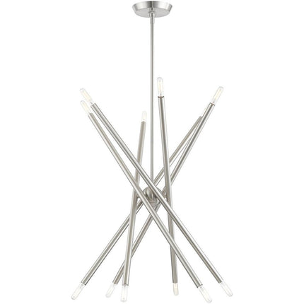 Nickel Six Light Metal Dimmable Chandelier With Shades