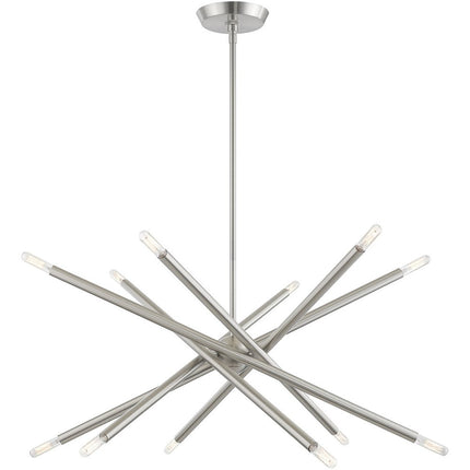 Nickel Six Light Metal Dimmable Chandelier With Shades
