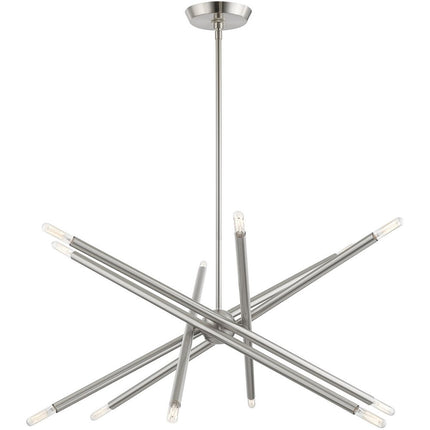 Nickel Six Light Metal Dimmable Chandelier With Shades